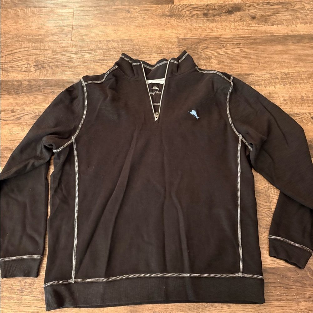 Tommy Bahama Black Zip-Up Sweater